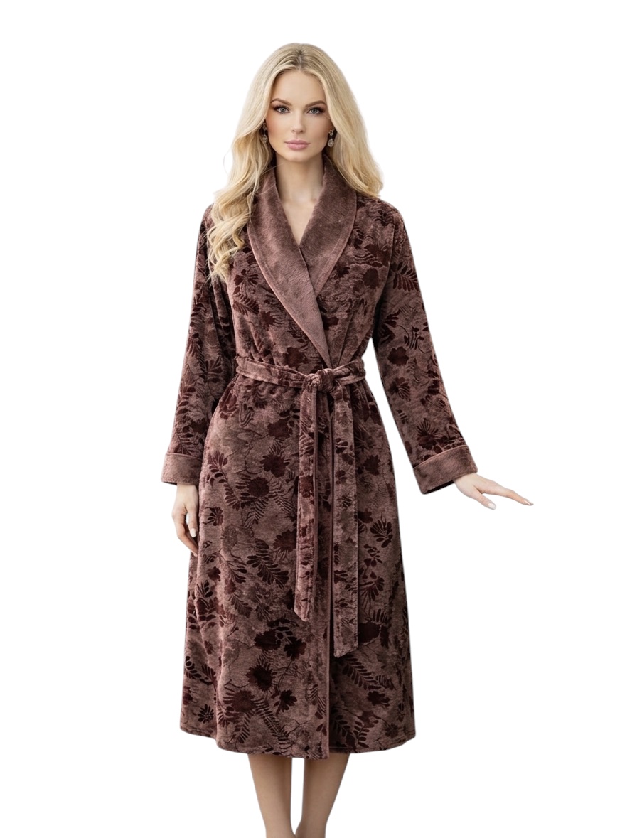 Женский бамбуковый халат из велюра 0443K
